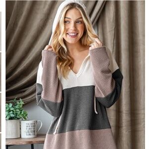 PLUS SIZE HEIMISH USA “ Sherry 2 “ HEIMISH Long Sleeve Ribbed Hoodie Top